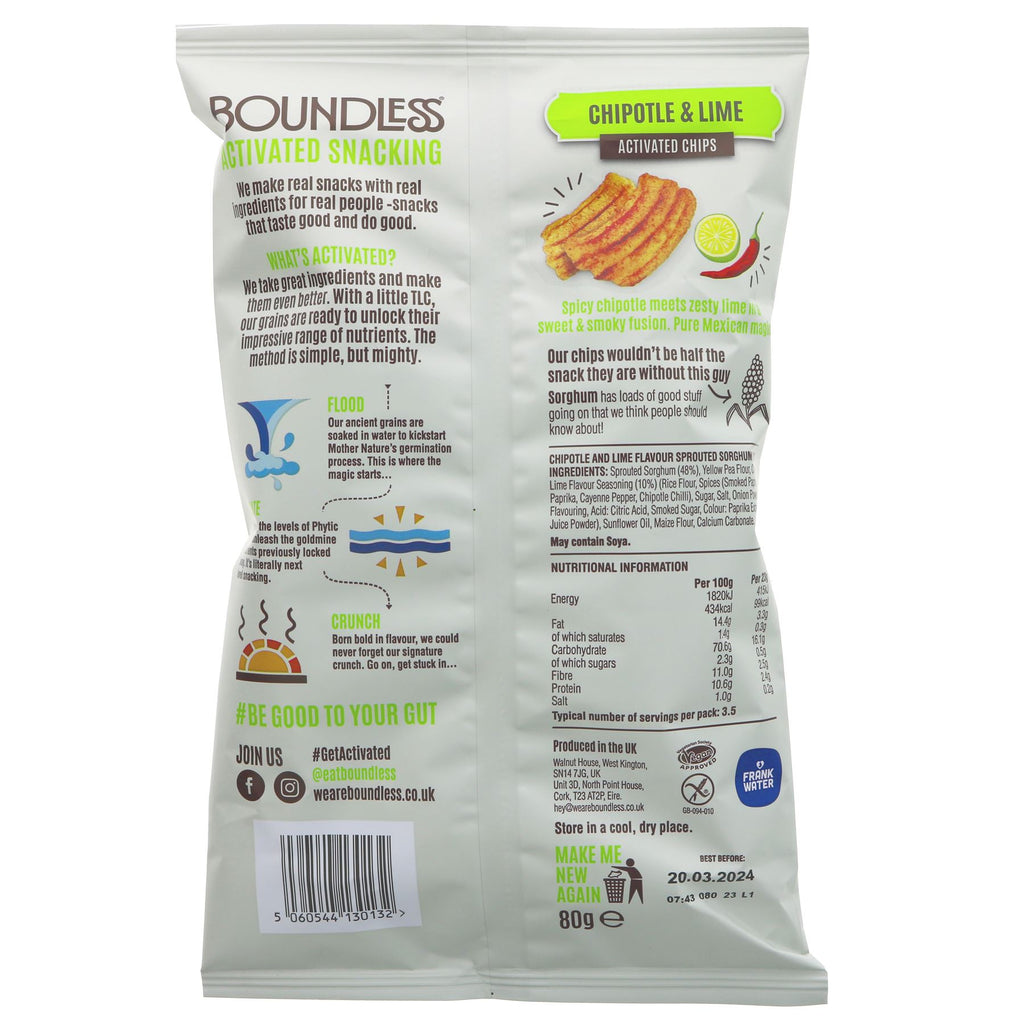Gluten-free, vegan Chipotle & Lime Chips by Boundless. Enjoy the zesty flavor and pair with your favorite dips or salsas.