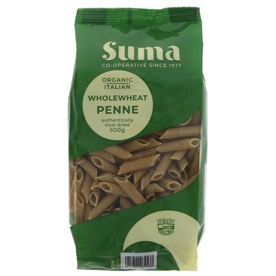 Suma Organic Wholewheat Penne - Vegan & Bronze-die Textured Pasta from Lombardy, Italy. Slow Dried for Nutrition.