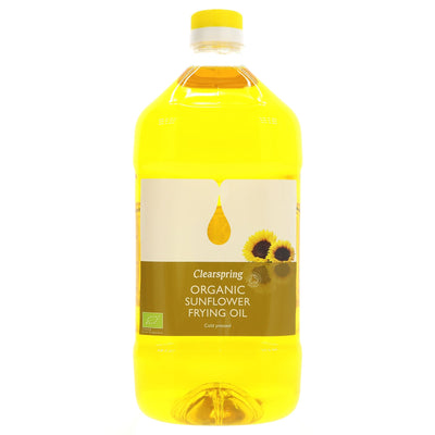 Clearspring Organic Sunflower Frying Oil - 2L, vegan & perfect for cooking and salad dressings. VAT-free.