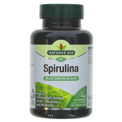 Natures Aid Spirulina - Blue Green Algae | Vegan and Gluten-Free - 90 Capsules