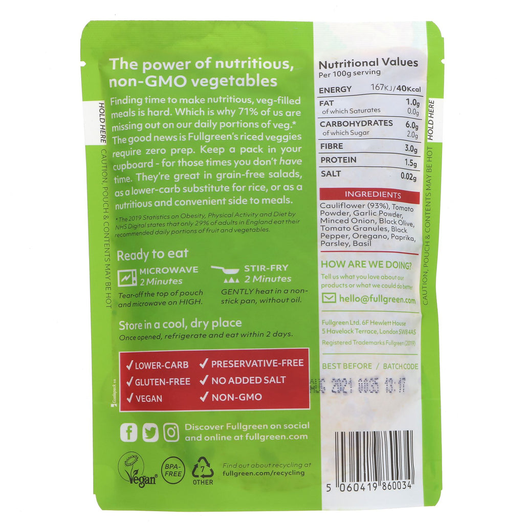 Fullgreen | Riced Caulifower Tomato Garlic | 200G