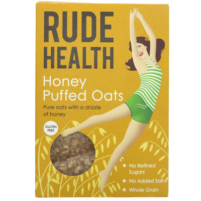 Gluten-free Honey Puffed Oats by Rude Health. Made with British oats & subtly sweet, they're perfect for a delicious breakfast.
