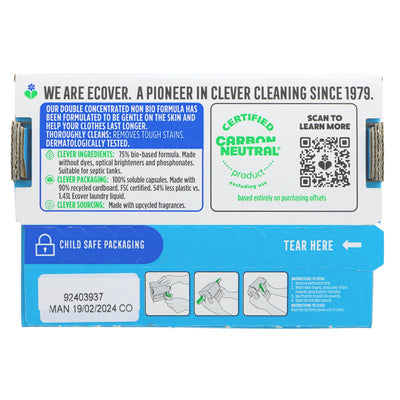 Ecover Laundry Capsules NonBio x 18's: Double concentrated formula for gentle, effective cleaning. Removes tough stains & dermatologically tested.