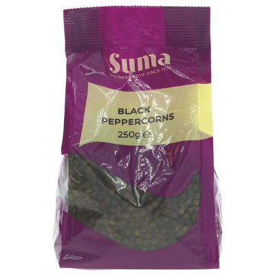 Suma's Black Peppercorns - Bursting with Flavor, Vegan-Friendly & Sustainable. 250g.