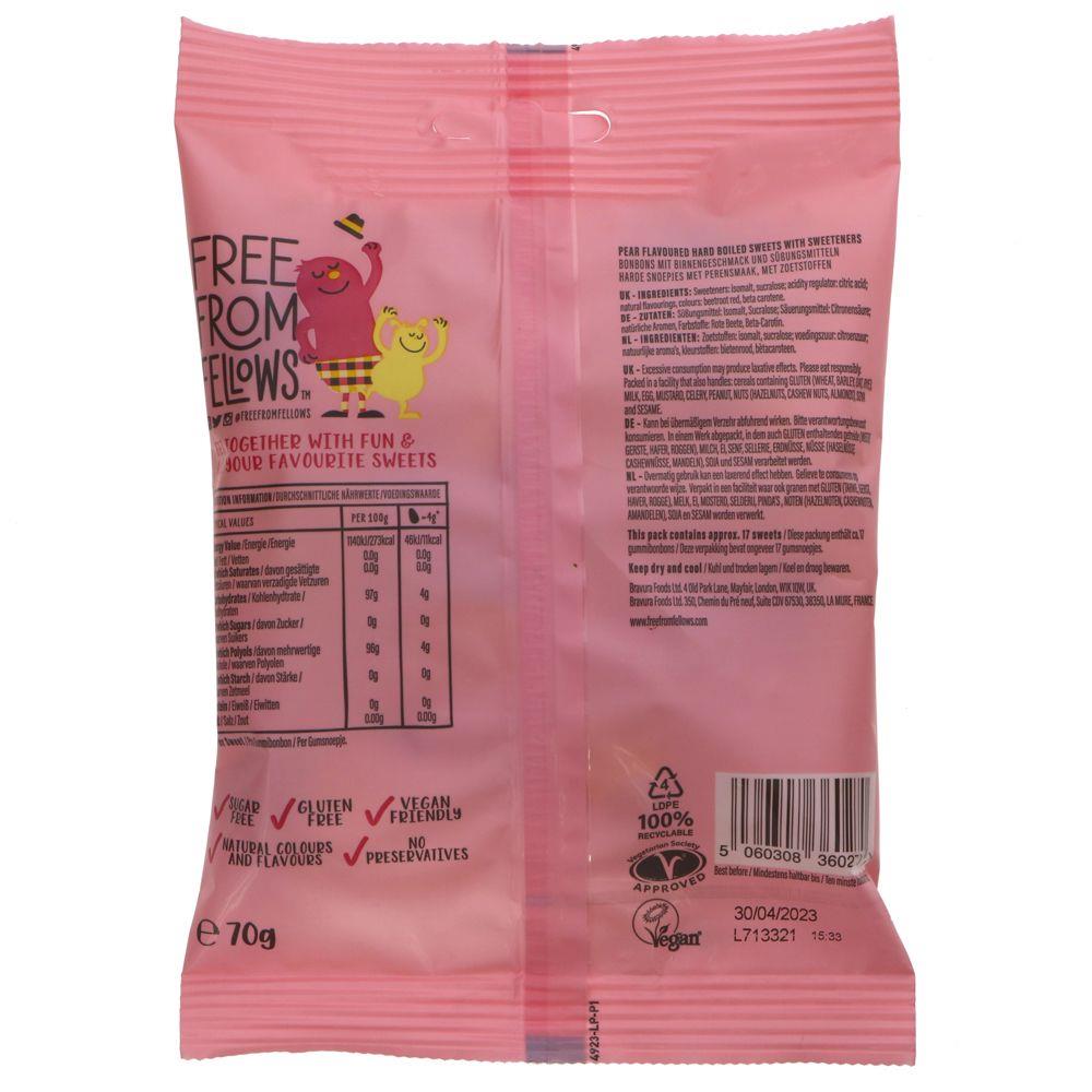 Free From Fellows Pear Drops: guilt-free, vegan & gluten-free candy bursting with flavor. No added sugar.
