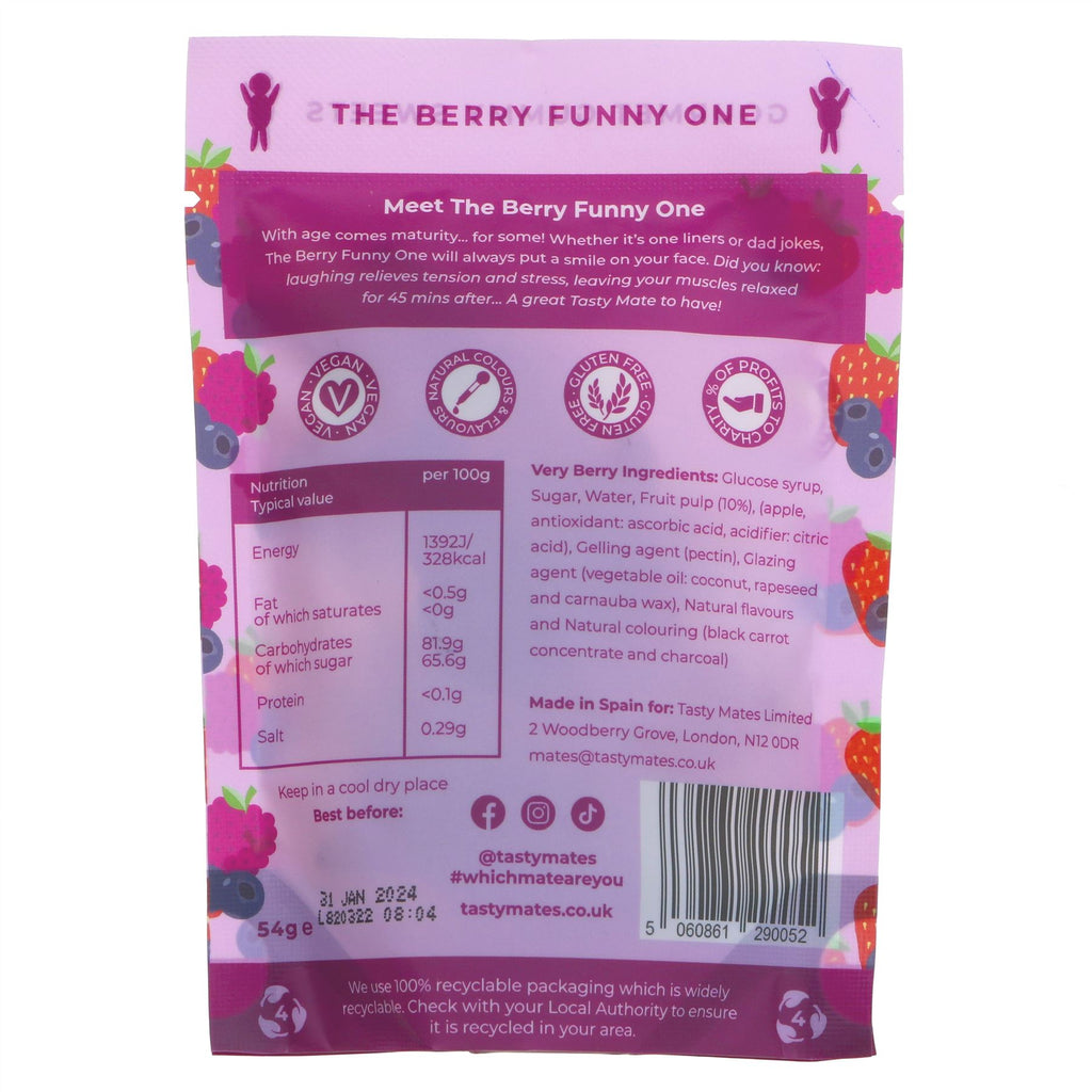 Tasty Mates Gourmet Gummy Sweets - Sweet & Tangy Berry Flavor - 54g