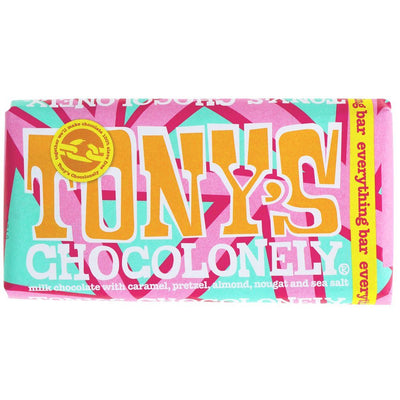 Indulge in the irresistible combination of creamy milk chocolate, sweet caramel, crunchy almonds, and a hint of salt. Made with Fairtrade ingredients, this Tony's Chocolonely treat is perfect for satisfying your sweet tooth. Enjoy it on its own or add a delightful twist to your favorite recipes.