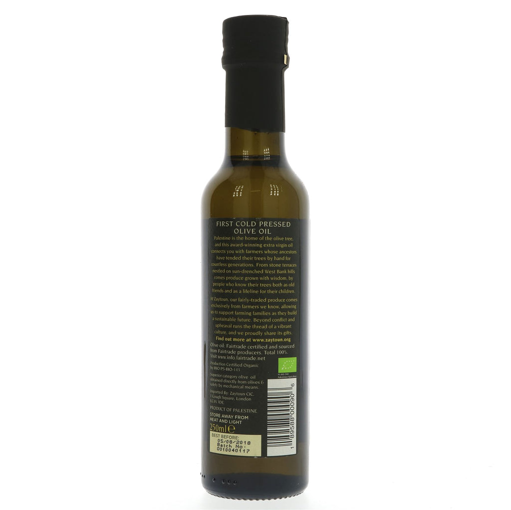 Zaytoun Organic Fairtrade Olive Oil- Vegan, first cold-pressed & guilt-free. Made with love by marginalized communities in Palestine.