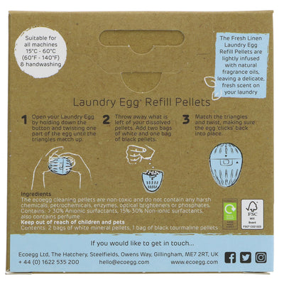 Ecoegg Laundry Egg Refills - 50 Washes, Fresh Linen - Complete replacement for detergents and softeners, infused with natural fragrance oils. Vegan and eco-friendly.