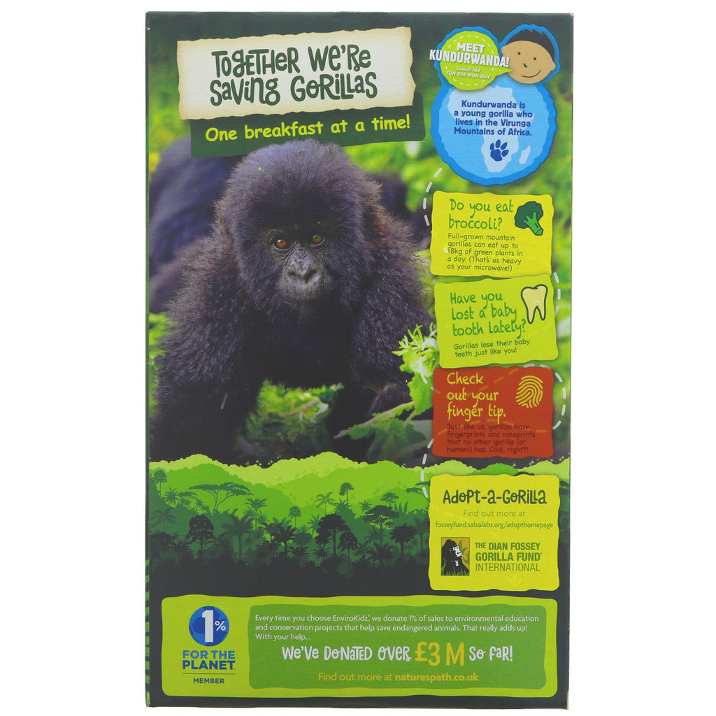 Gluten-free, organic, vegan cereal with no added sugar - Gorilla Munch Envirokidz by Natures Path. Perfect for breakfast or a snack.