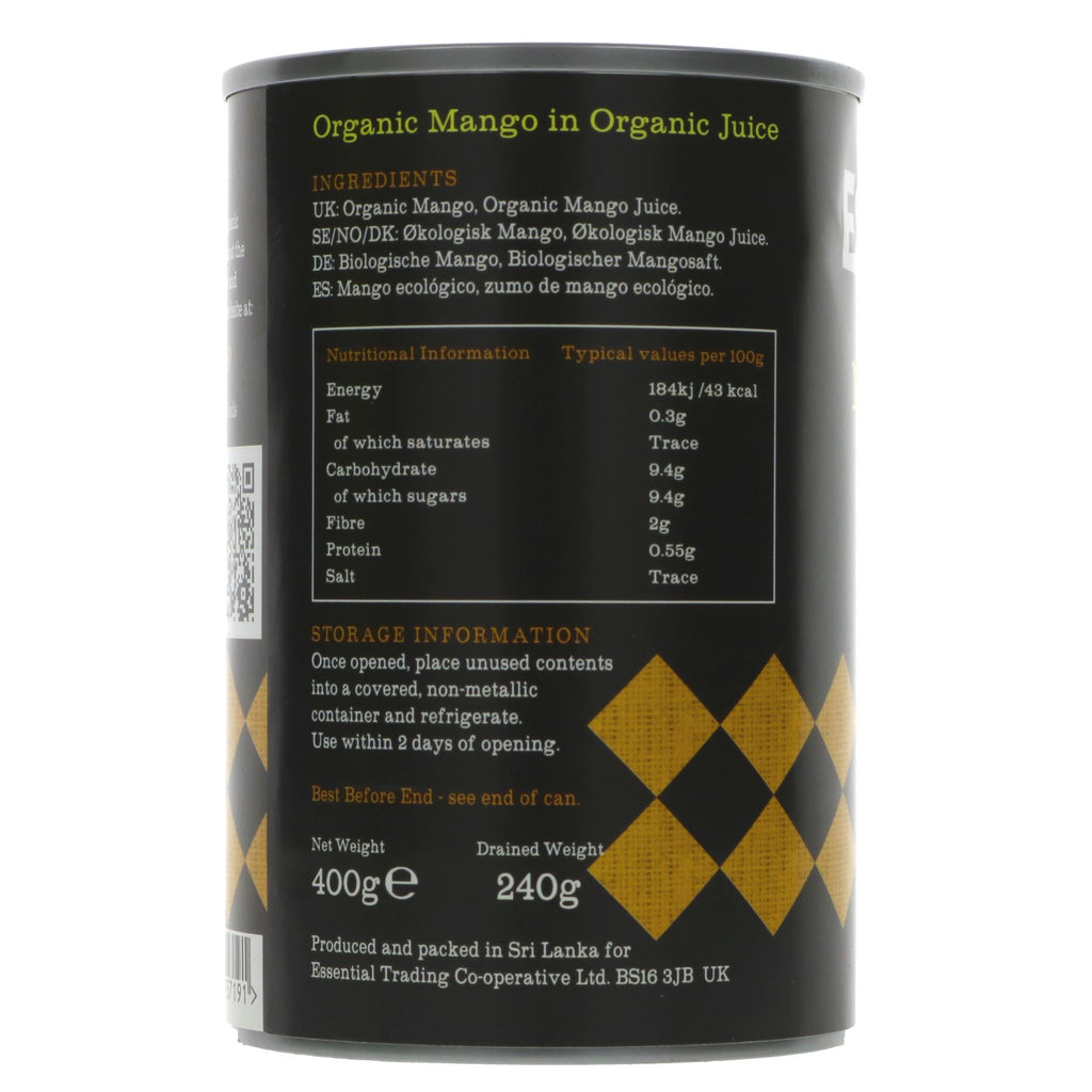 Organic Mango Chunks in Juice - Vegan & No Added Sugar.