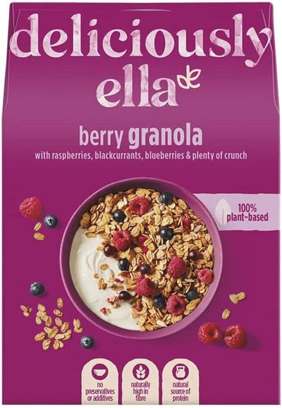 Indulge in the irresistible blend of Berry Granola by Deliciously Ella. Made with love, this gluten-free & vegan treat is bursting with natural goodness. Perfect for breakfast or snacking, it adds a delightful crunch to yoghurt, smoothies, or simply enjoy it on its own.