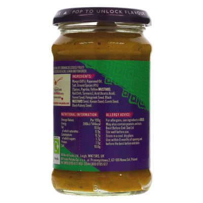 Pataks Mango Pickle - Medium: Tangy and spicy, made with authentic Indian spices, gluten-free and vegan. Perfect for adding a kick to your meals.