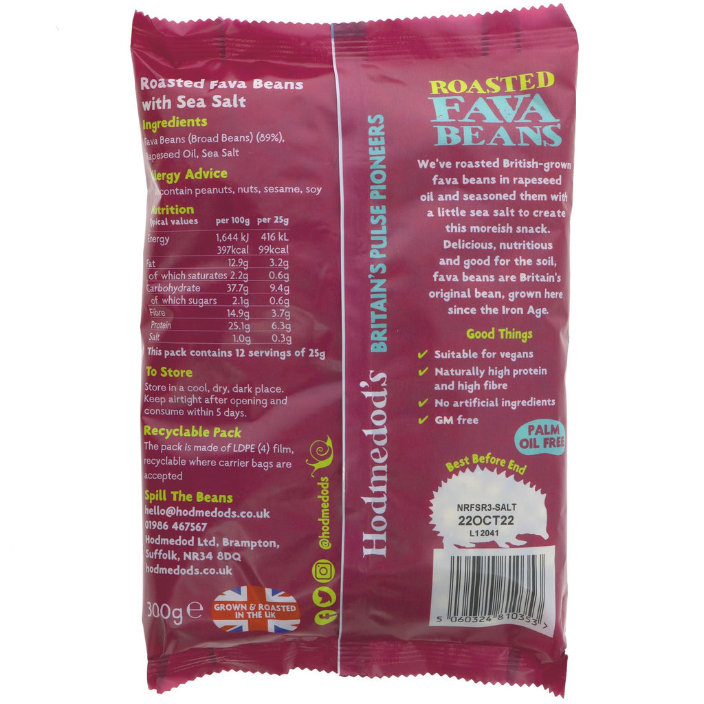 Vegan Roasted Fava Beans Sea Salted - packed with protein and fiber. Made with British-grown beans.