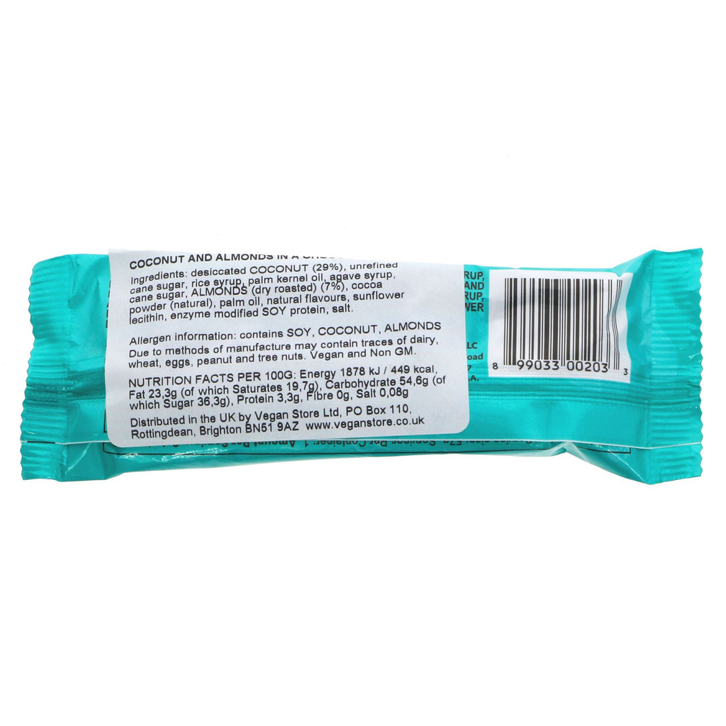 Vegan Mahalo Candy Bar: No sugar added, coconut-caramel center and crunchy almonds. Perfect sweet treat on-the-go..