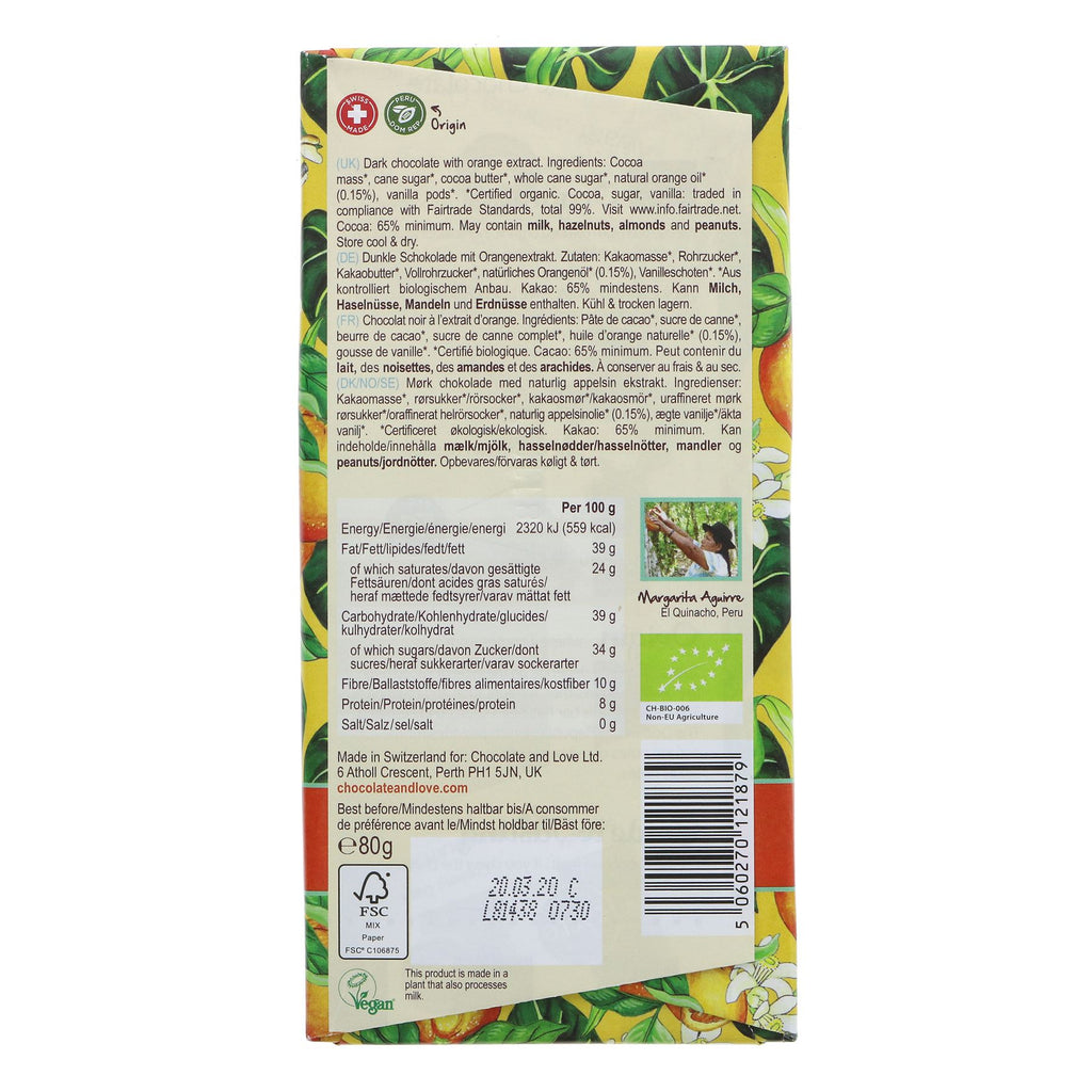 Organic Fairtrade Orange Chocolate - Vegan & Sugar-Free