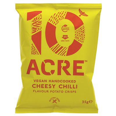Ten Acre Crisps | Ten Acre Cheesy Chilli Crisps - Hand Cooked, Skin On Crisps | 35g