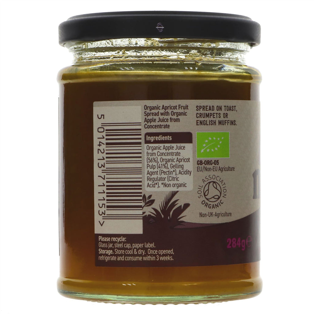 Organic vegan Apricot Spread - 284G by Meridian. Made with organic apricots & apple juice concentrate. Perfect for toast, scones, or recipes.