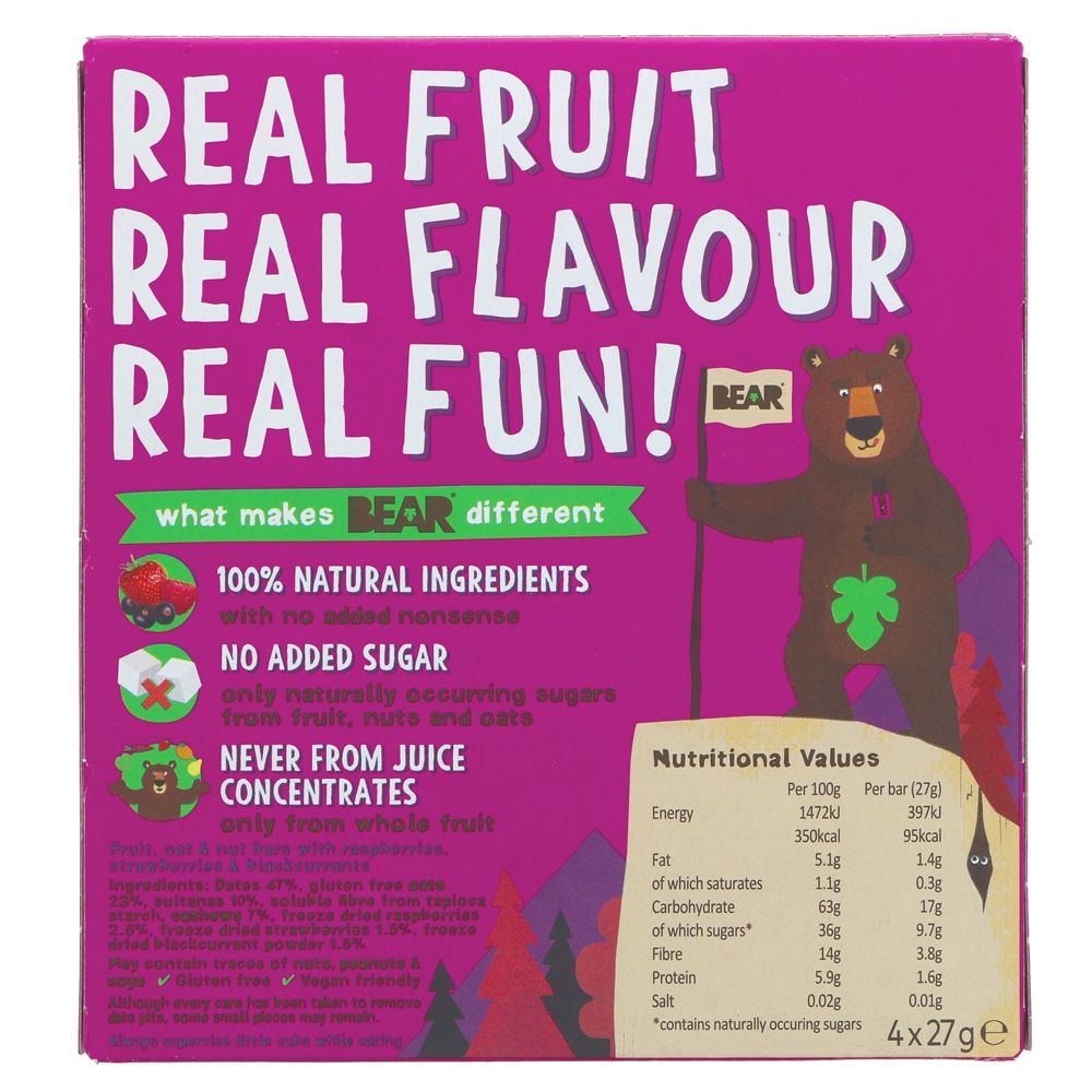 Gluten-Free & Vegan Bear Forest Fruit Bars with Cashew Nuts - 4 Pack