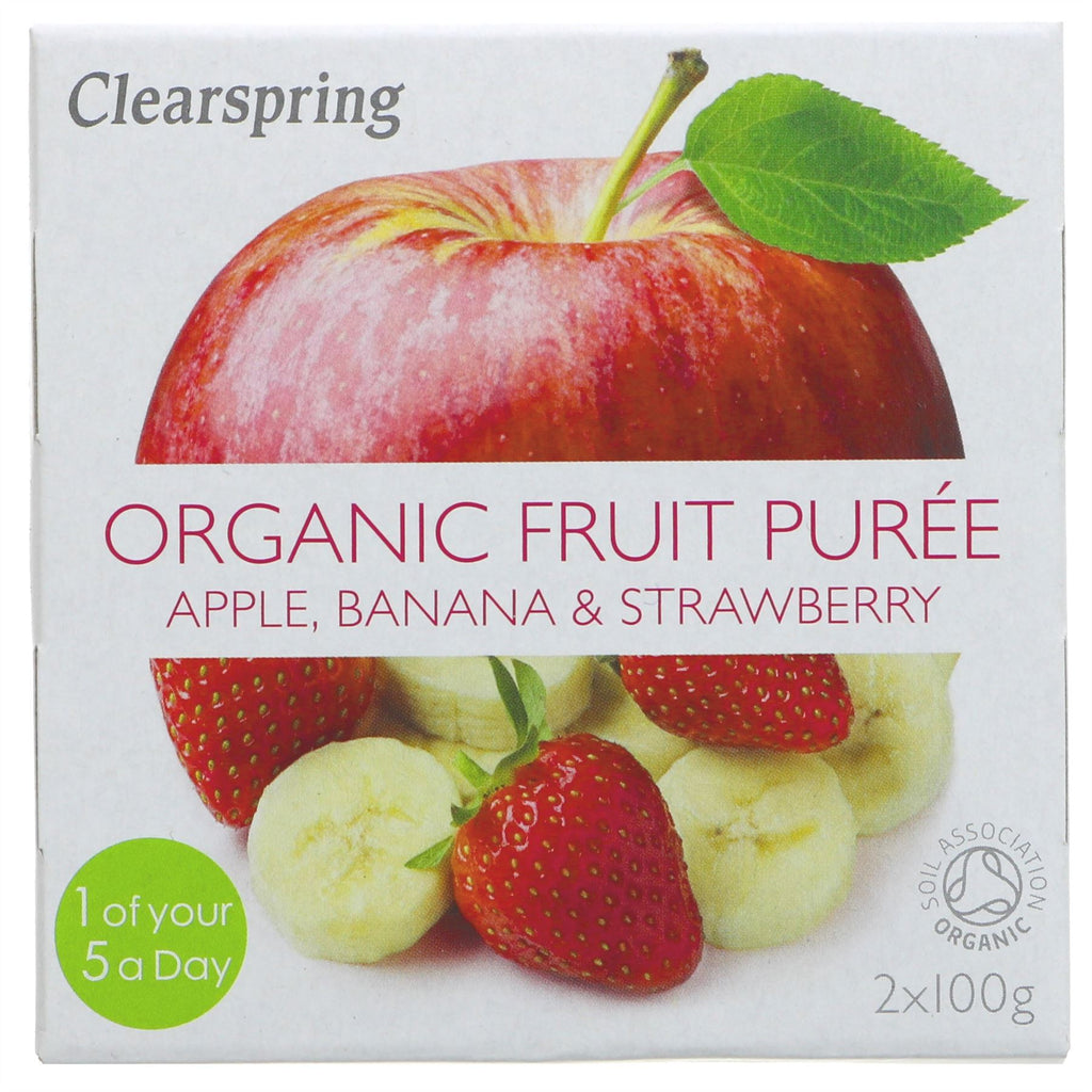 Clearspring | Apple,Banana&S'berry Puree Org | 2x100g
