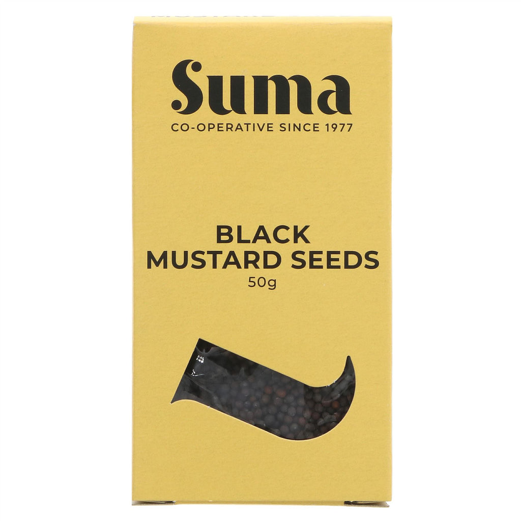 Suma black Mustard Seeds - bold vegan flavor for cooking, 50g.