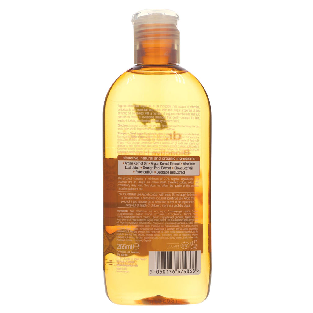 Vegan Moroccan Argan Oil Shampoo by Dr Organic - 265ml bottle for silky smooth hair. Part of the vegan ARGAN OIL range