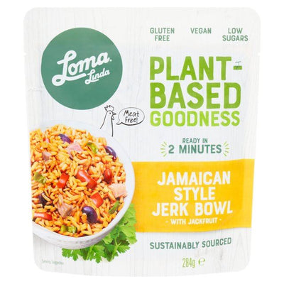 Indulge in the tantalizing flavours of the Caribbean with Loma Linda's Jamaican Jerk Bowl. Made with gluten-free & vegan Jackfruit plant-protein, this modern twist on a classic dish is both hearty & delicious. Ready in just 2 minutes, enjoy it as a main or side dish. Endorsed by The Vegan Society.