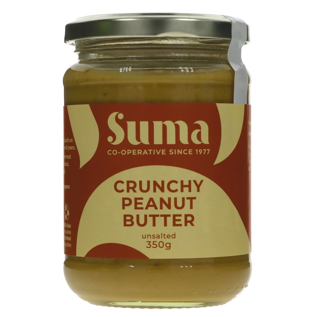 Suma Crunchy Peanut Butter - No Salt, Vegan & Free from Palm Oil, Sugar & Hydrogenated Fats. Perfect on toast or in smoothies.