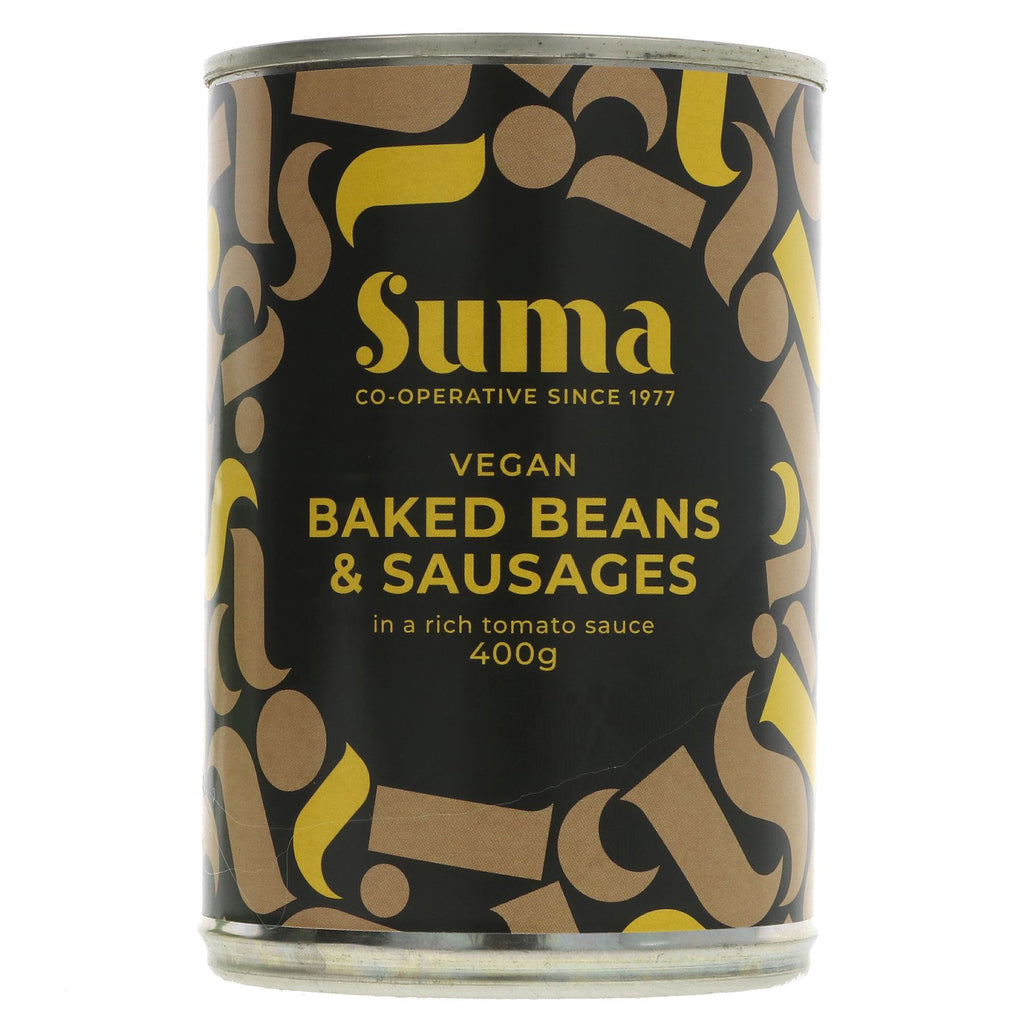 Suma's Vegan Baked Beans & Sausage - Lincolnshire Cocktail | 400g: No added sugar, vegan, quick-prep & filling; perfect on toast or jacket potatoes.