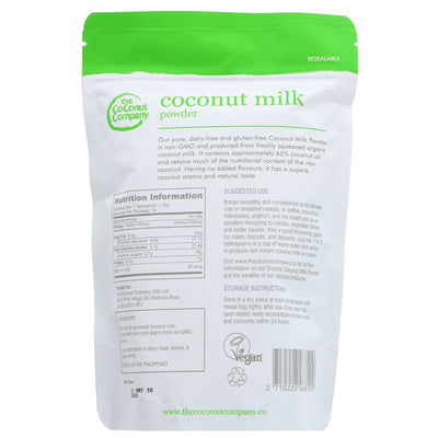 Vegan coconut milk powder, made from freshly squeezed coconut milk with no added flavors. Perfect for cooking, baking, or adding to coffee.