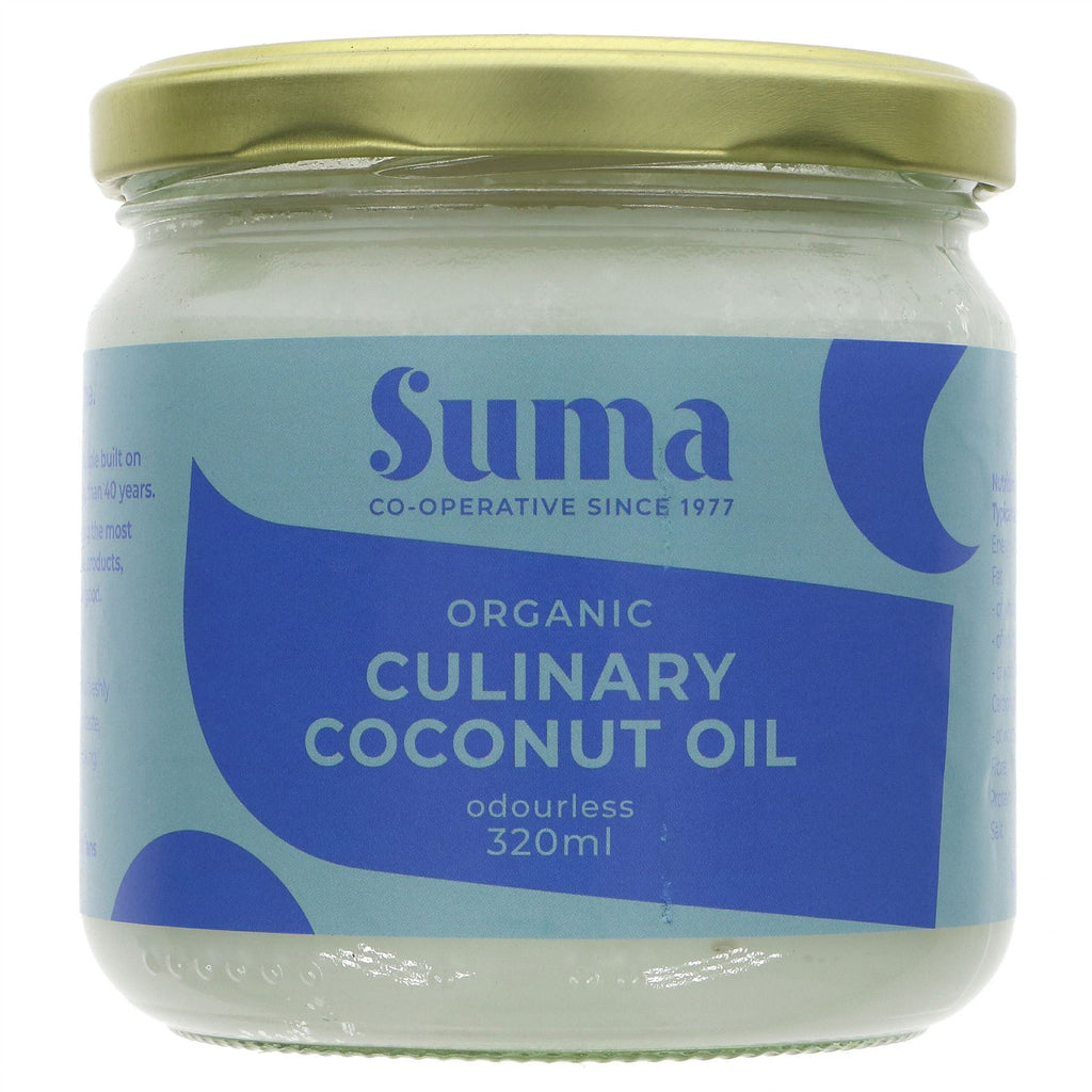 Organic odourless coconut oil for cooking & baking - vegan & ethically sourced. No coconut taste means it's perfect for any recipe. 320ml.