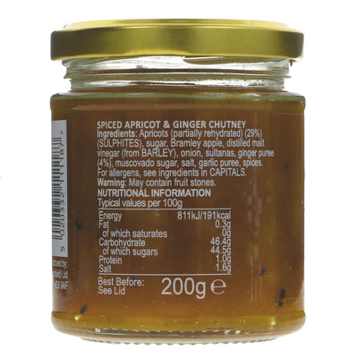 Shaws Spiced Apricot Ginger Chutney: tangy, vegan, gluten-free, and a Great Taste Award winner! Perfect with cheese, roast meats, and curries.