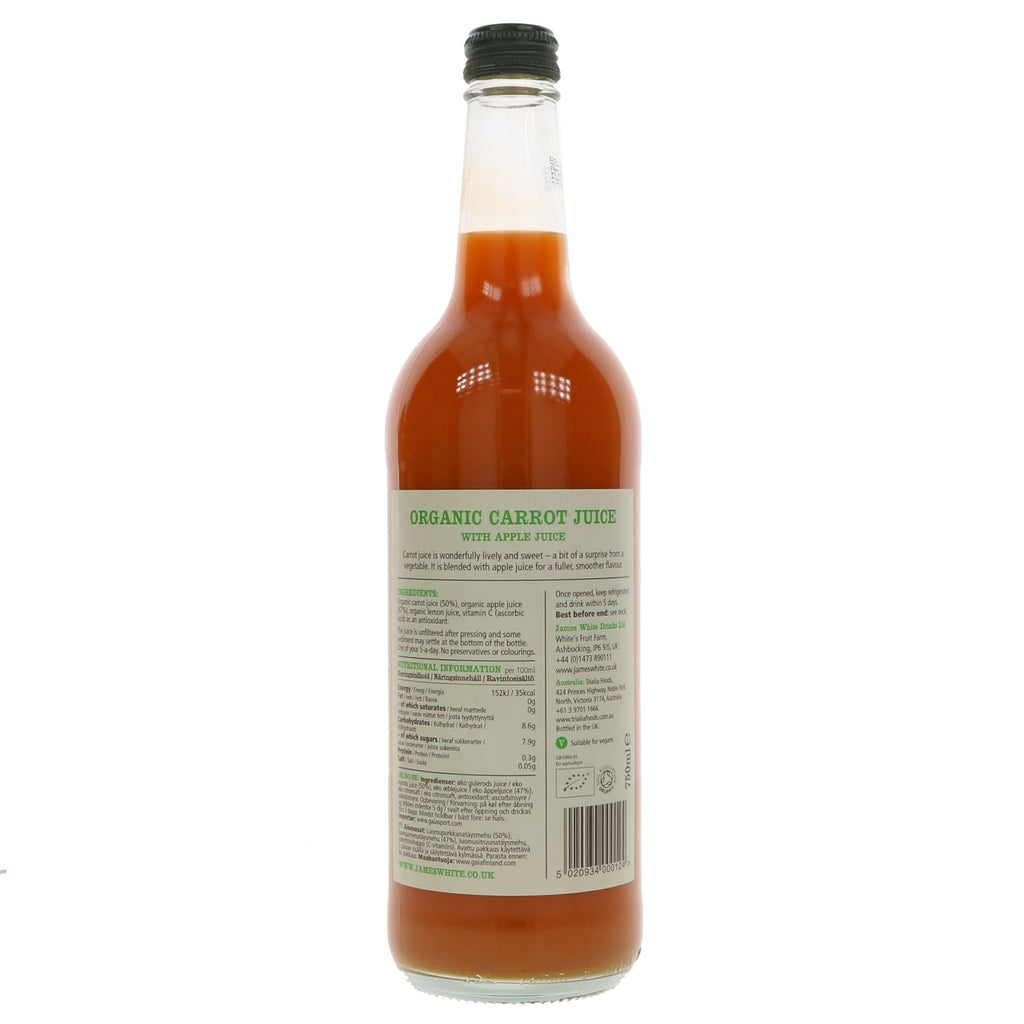 Organic and Vegan Carrot & Apple Juice - 750ML