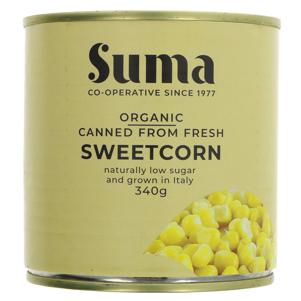 Organic, vegan sweetcorn: naturally sweet & low in sugar. Perfect for salads & soups. No added sugars.