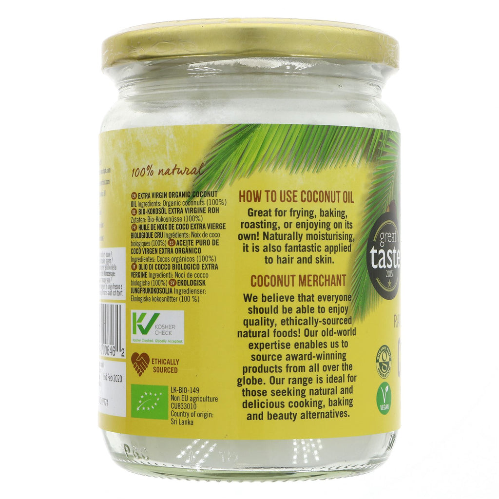Organic, vegan-friendly Raw Extra Virgin Coconut Oil for cooking, baking, and spreading. Packed with health benefits.