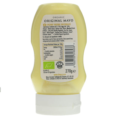 Biona's Organic Squeezy Mayonnaise: Creamy, free-range eggs, no added sugar. Perfect dip, spread or dressing. Organic, no VAT.