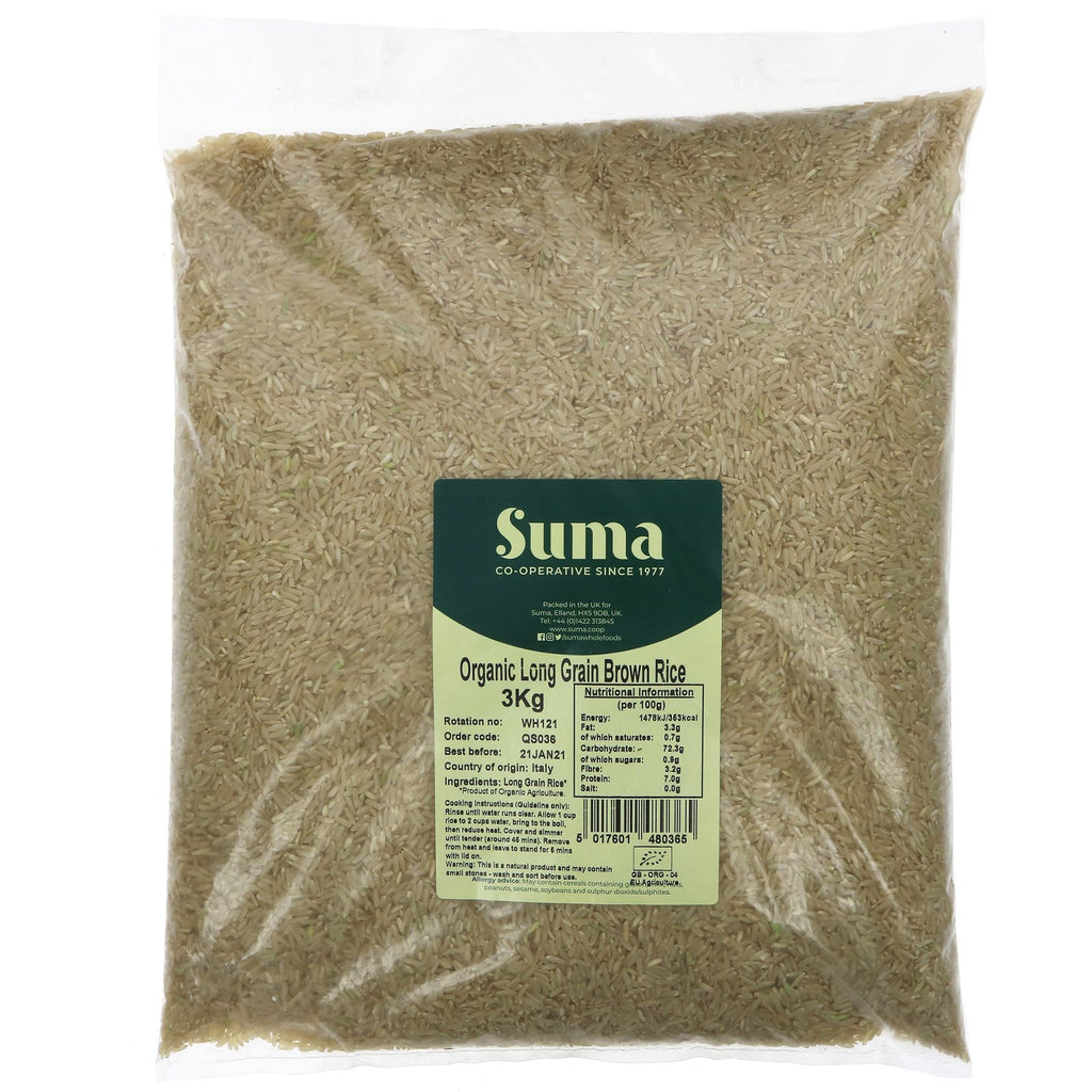 Suma | Rice- Long Grain Brown Organic | 3 KG