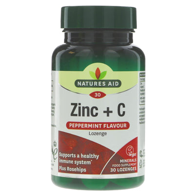 Natures Aid | Zinc & Vitamin C Lozenge - Peppermint Flavour | 30loz