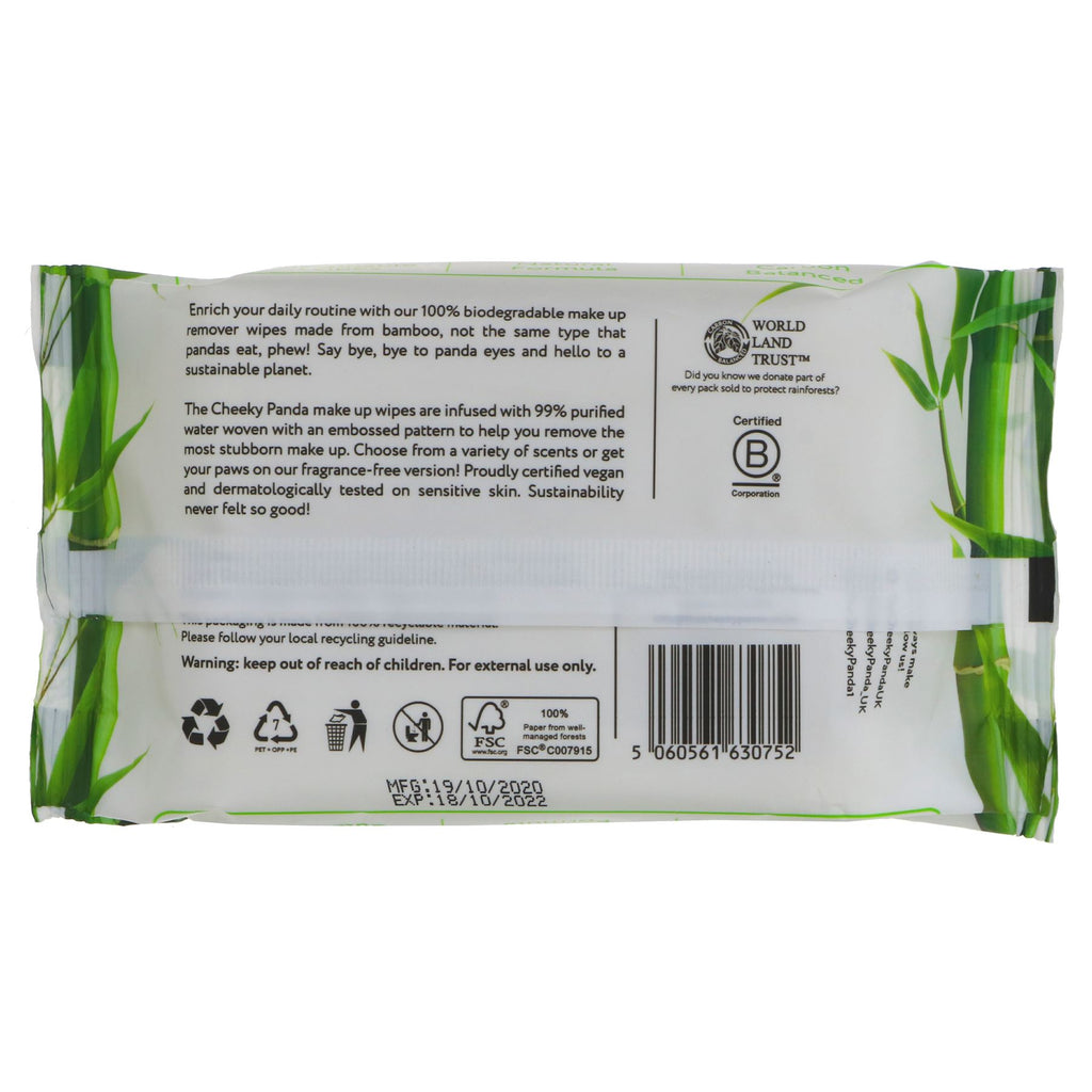 The Cheeky Panda Bamboo Facial Wipes - Unscented, 100% biodegradable, vegan-friendly, on-the-go ready.