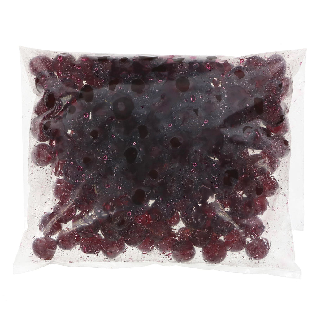 Suma's Dark Red Cherries Glace - 1KG. Vegan, no added sugar & natural. Perfect for baking & snacking. Contains pit fragments & traces of nut.