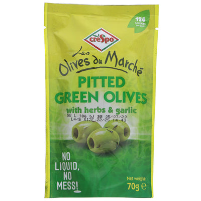 Crespo | Pitted Green Olive Herb/garlic | 70G