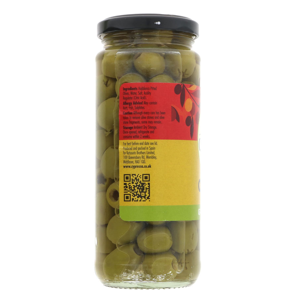 Cypressa Pitted Green Olives - Tangy vegan snack!