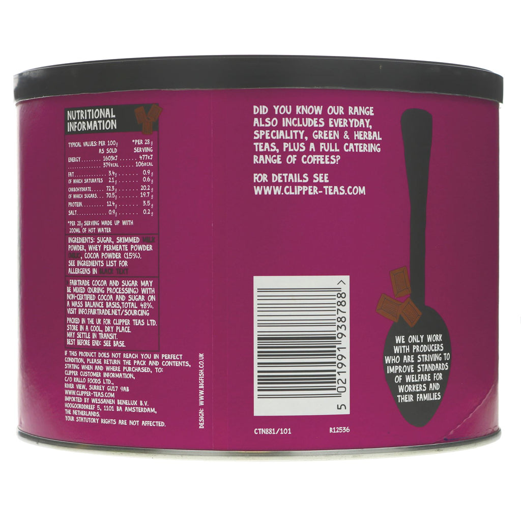 Clipper Instant Hot Chocolate: Fairtrade, No Added Sugar, Pure Ingredients, 1KG