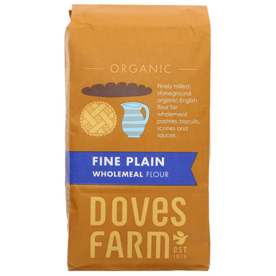 Doves Farm | Fine Plain Wholemeal Flour - Pink Bag Plum Logo | 1kg