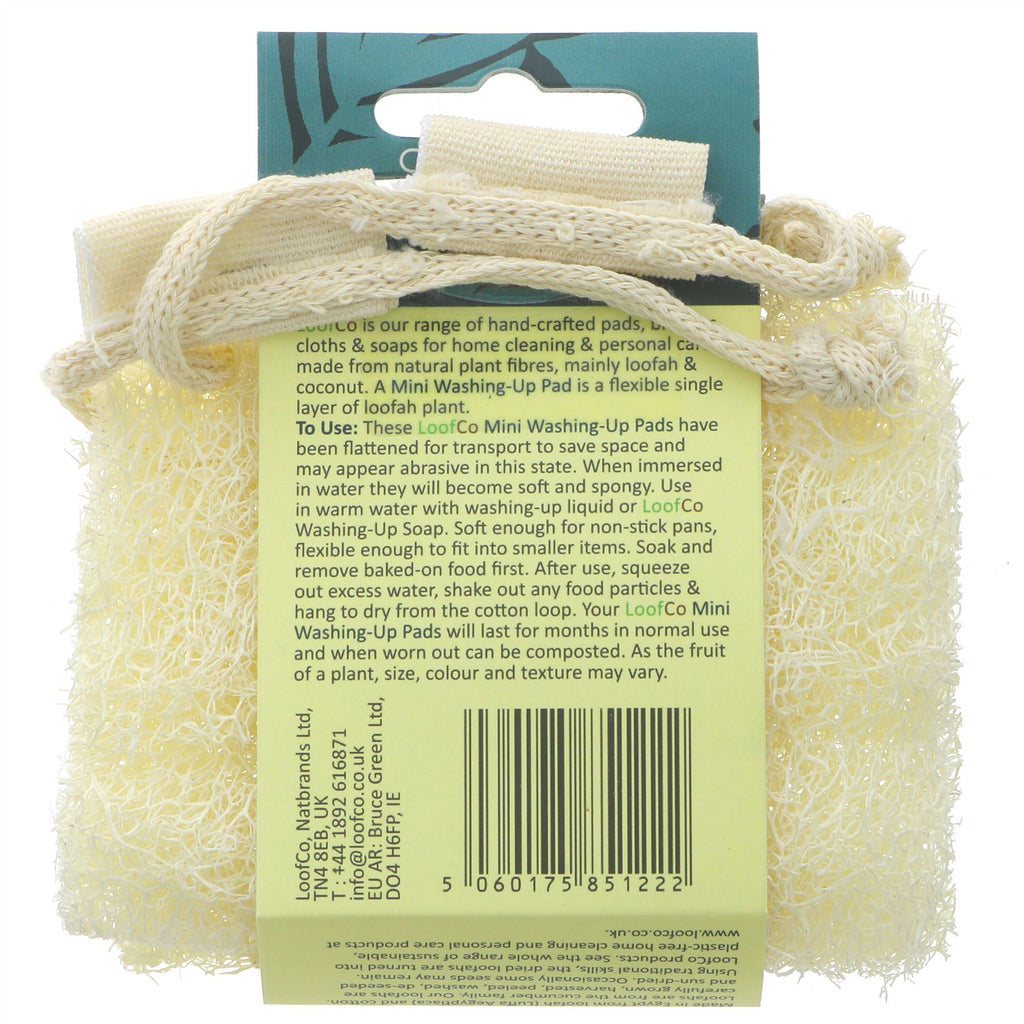 Loofco's Mini Washing Up Pad | 2 PACK | Made from natural Luffa Aegyptiaca plant, it's plastic-free and vegan.