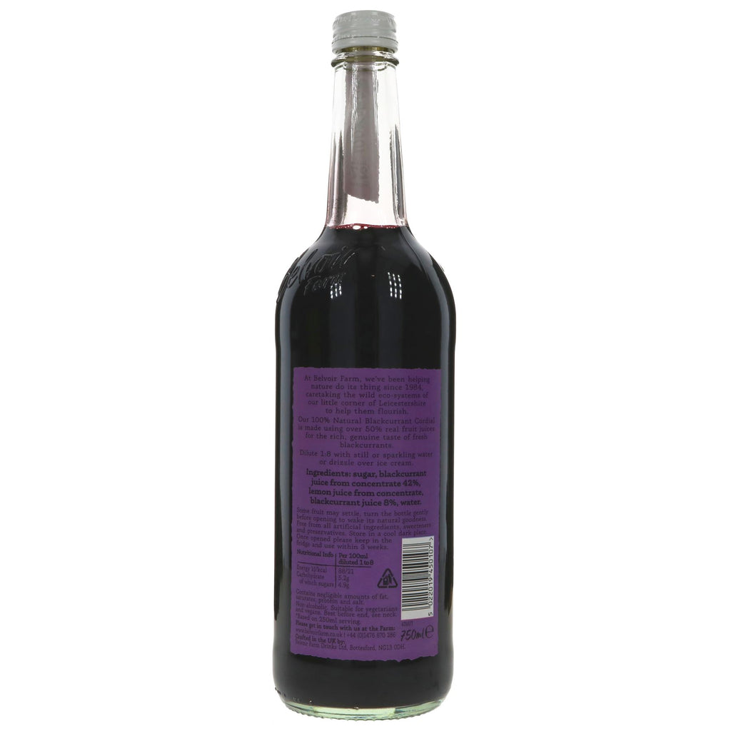 Belvoir Blackcurrant Cordial - 750ML, 100% natural, gluten-free, vegan & no added sugar. Perfect for drinks & recipes.