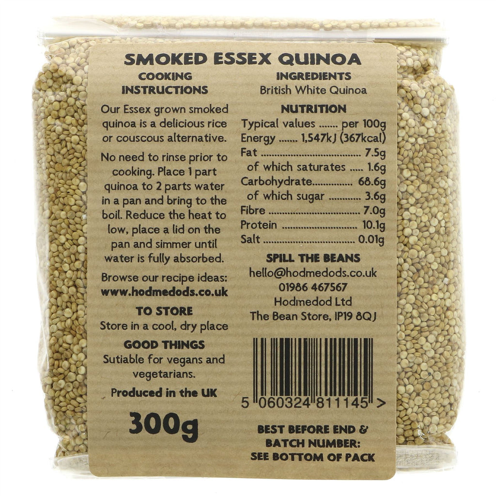 Smoked Quinoa: Vegan, British-grown alternative to rice/couscous for a unique twist on your favorite recipes. 300G by Hodmedod's.