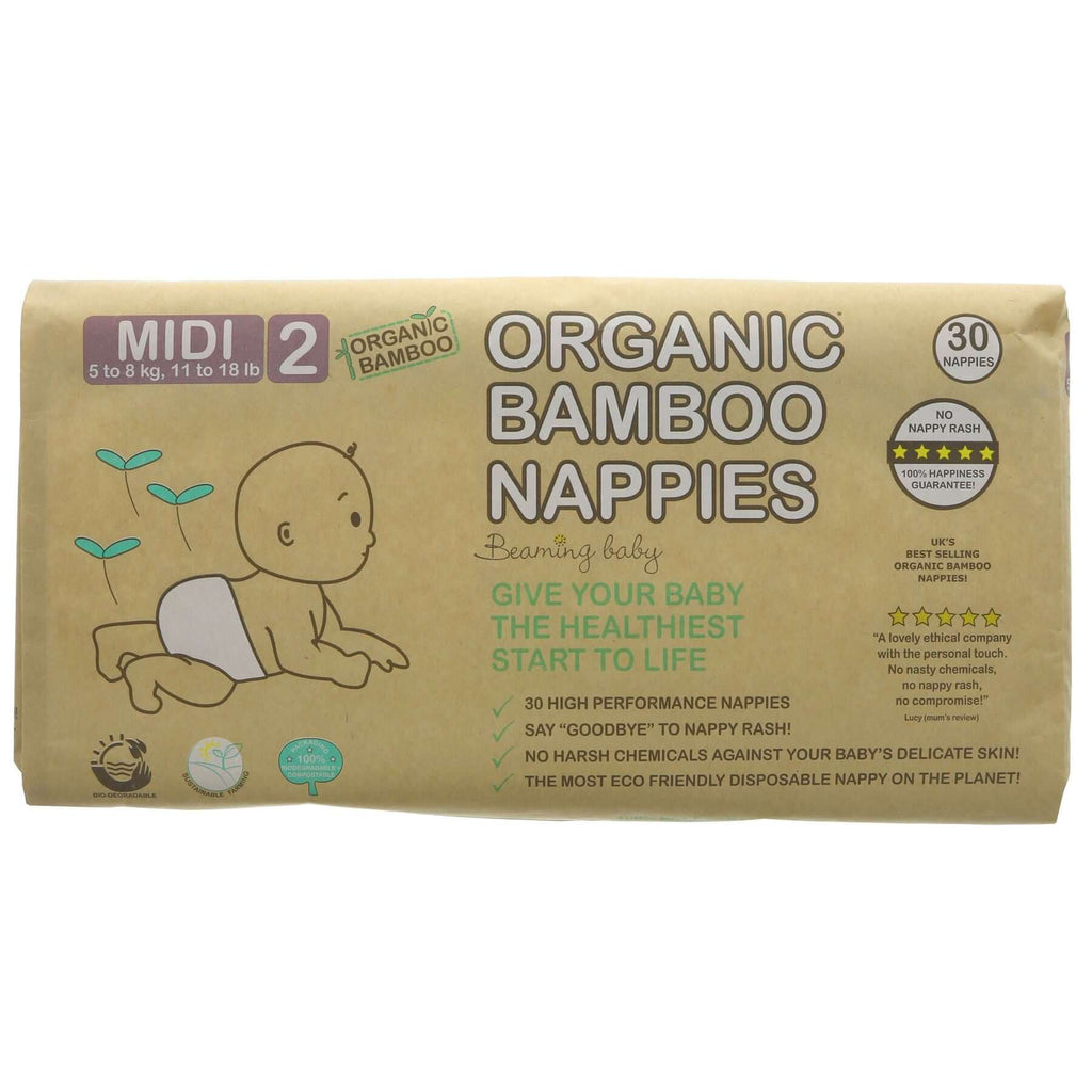 Beaming Baby | Organic Bamboo Nappies Size 2 - 5-8kg, 30 pcs/bag | 30