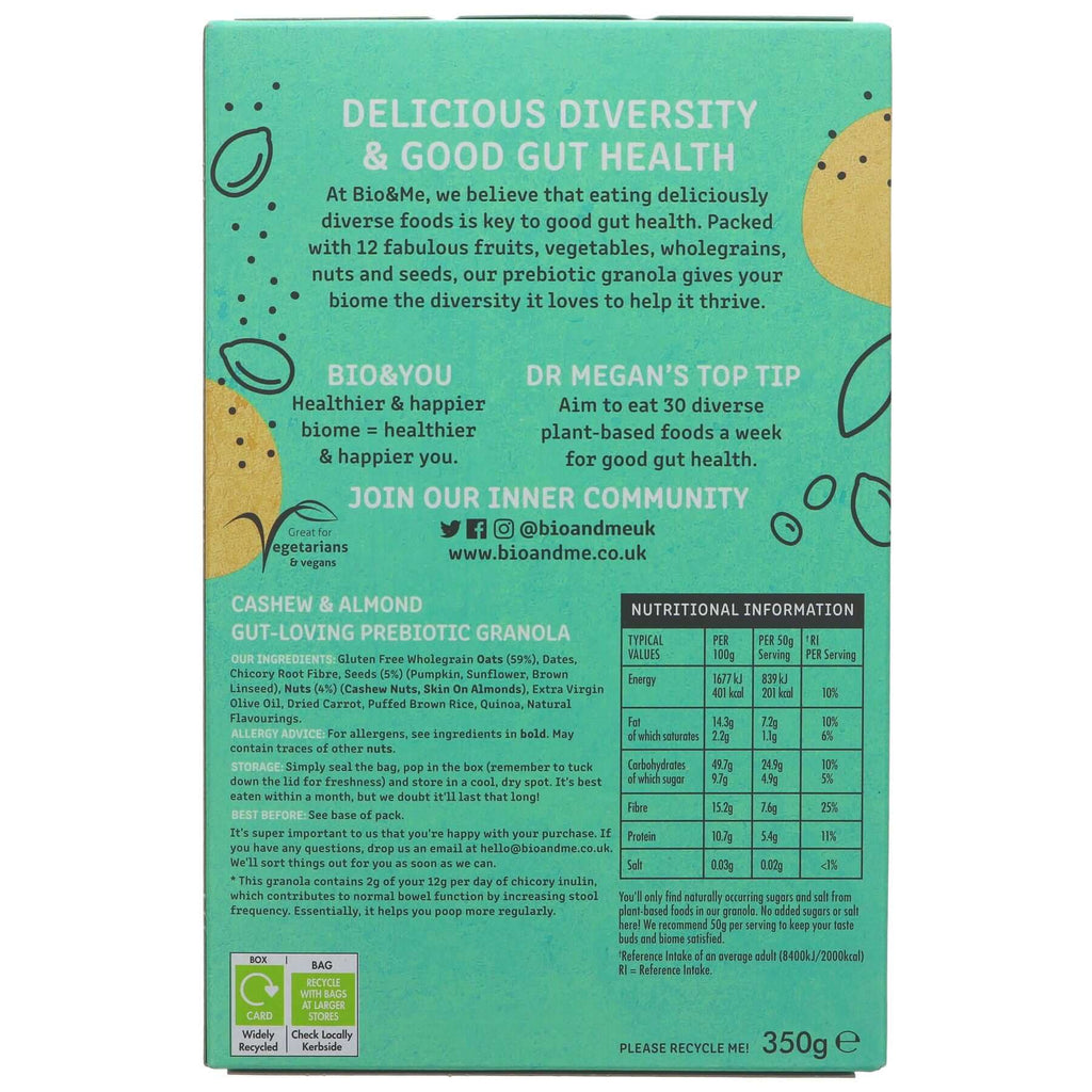 Indulgent Bio & Me Cashew & Almond GF Granola - Vegan & Gluten Free. Good for your gut!