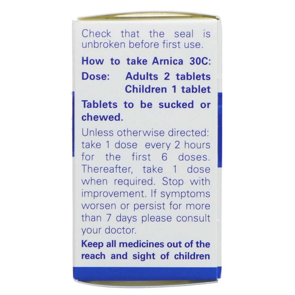 Natural remedy to soothe sore muscles and bruises - Arnica 30 by Weleda, with no added sugar.